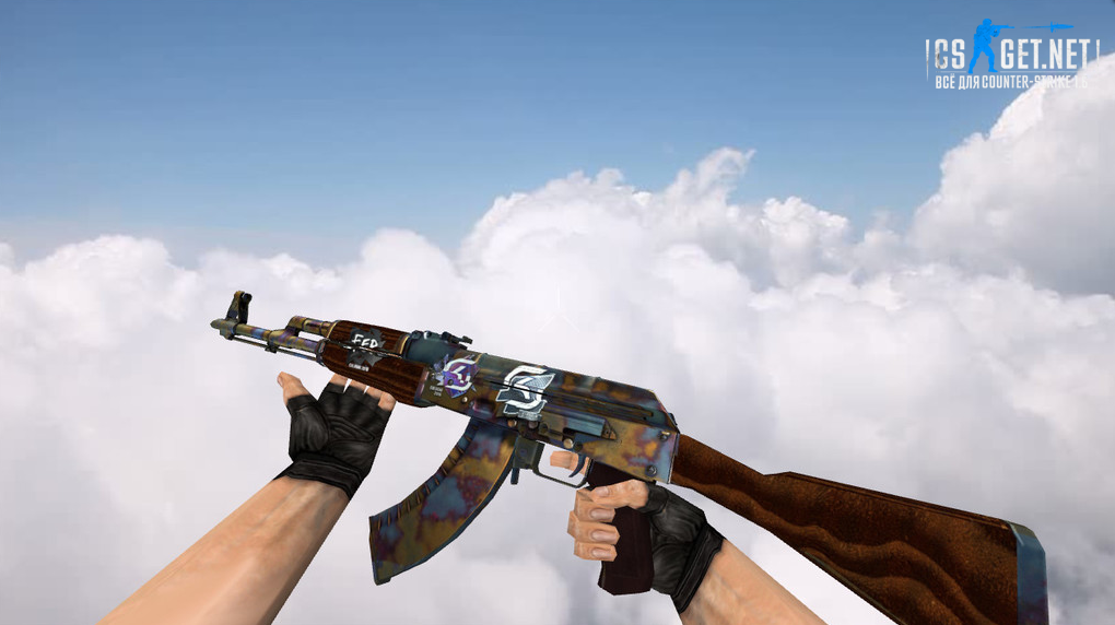 Модель «АК-47 «Поверхностная закалка» с наклейками» для CS 1.6