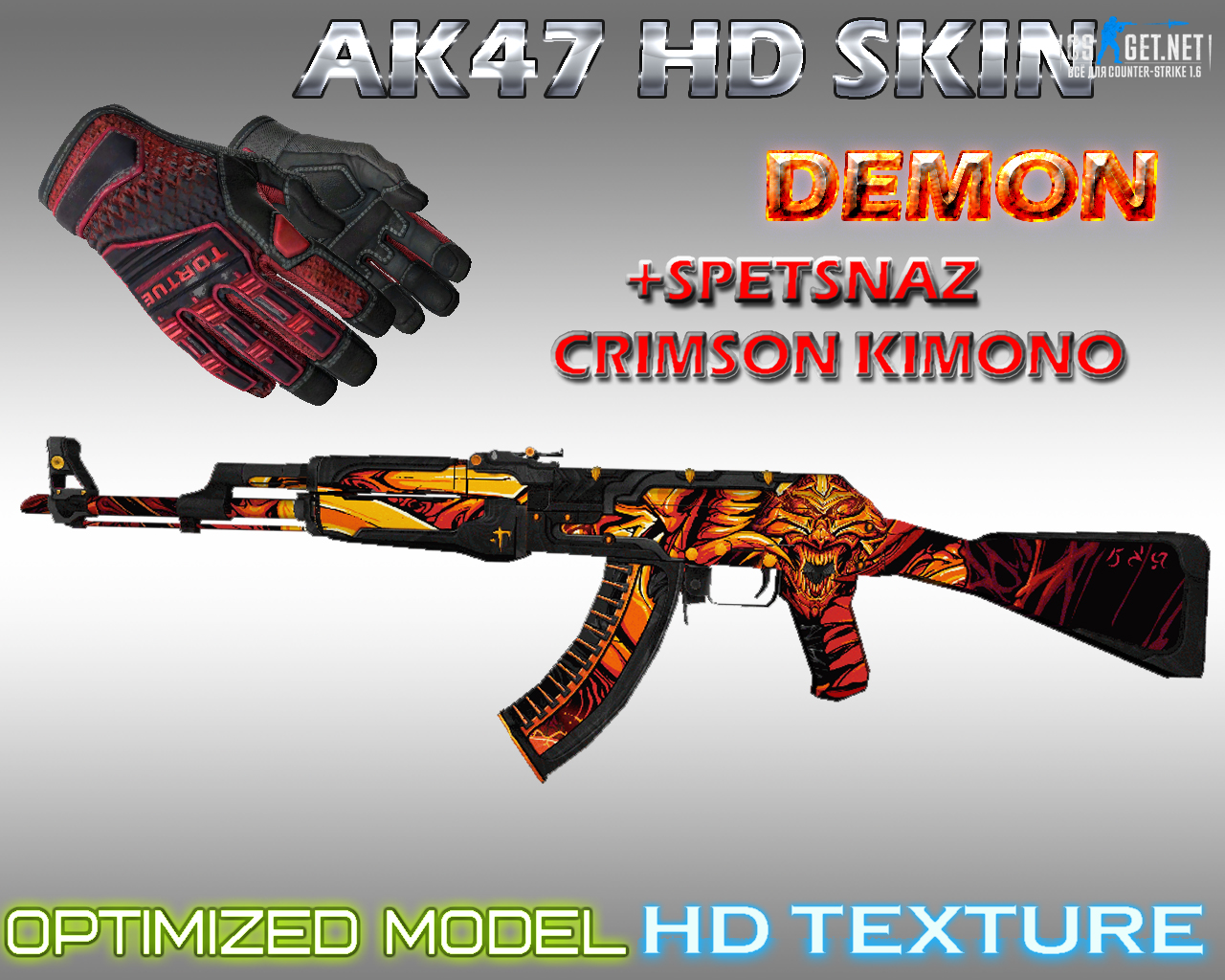 Модель HD AK47 DEMON + Spetsnaz Crimson kimono для CS 1.6