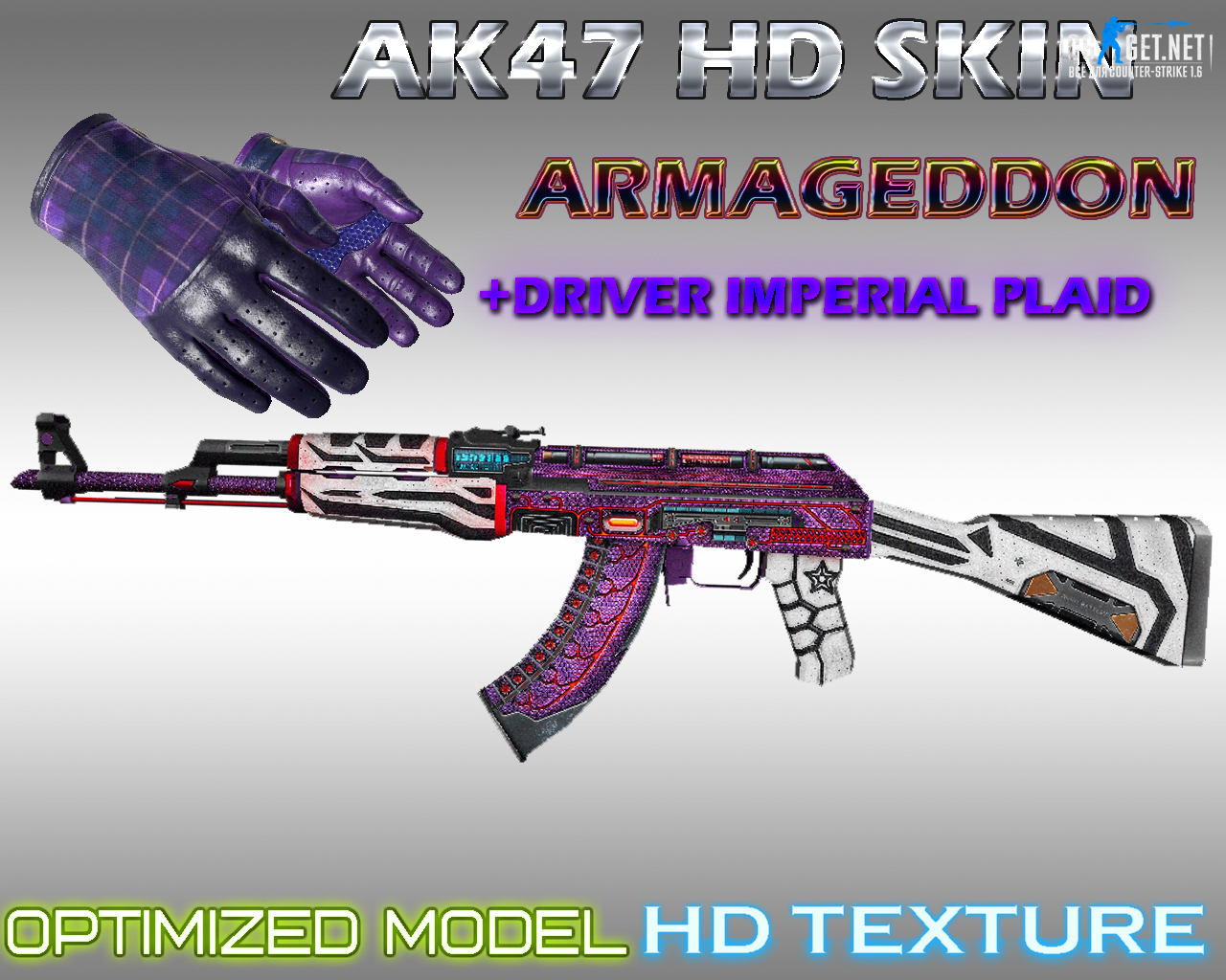 Модель HD AK47 ARMAGEDDON + Driver Imperial Plaid для CS 1.6